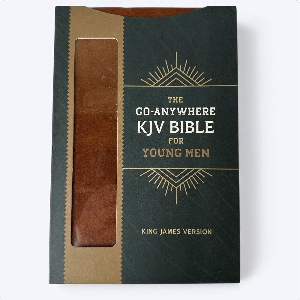 Go Anywhere KJV Bible for Young Men Woodgrain Chestnut‎ Faux Leather Red Letter